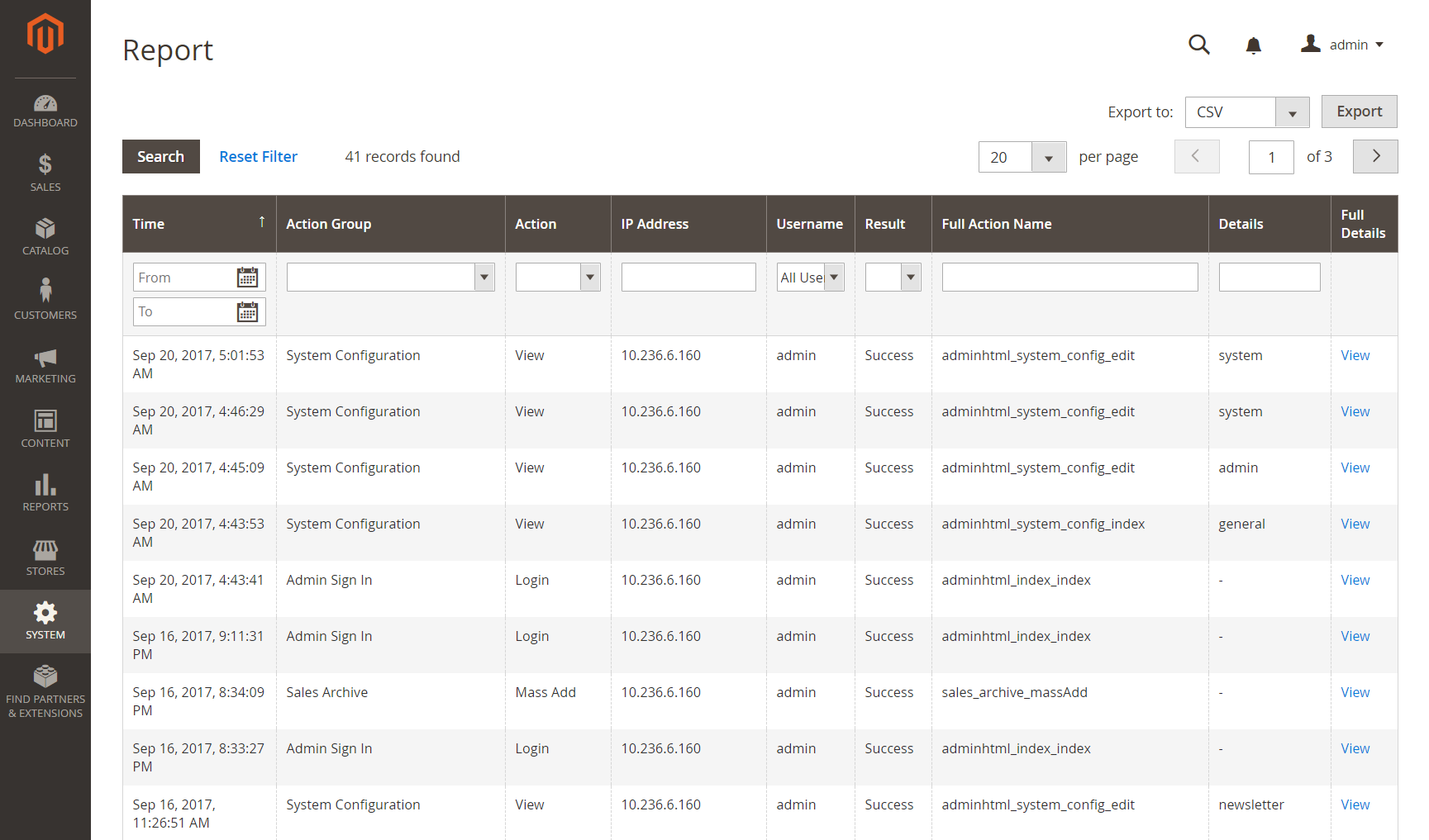 Admin Action Log