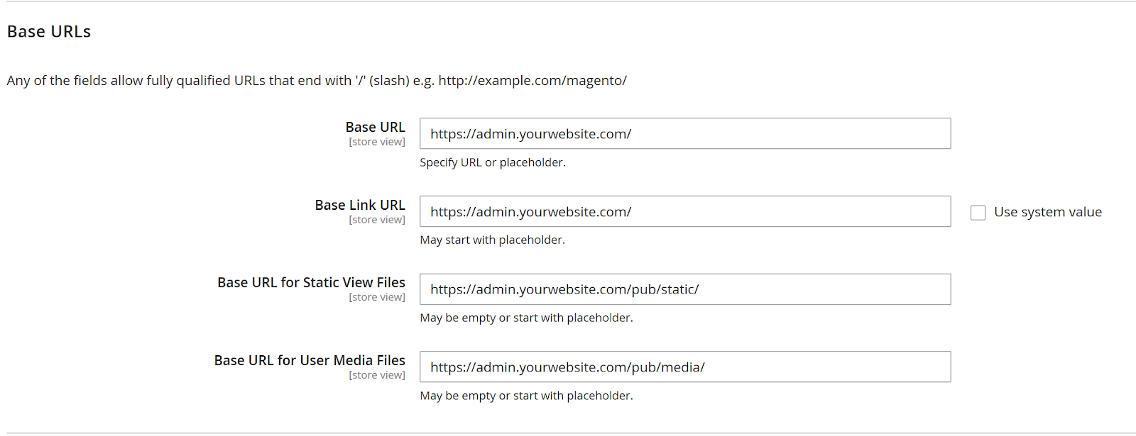 Base URLs