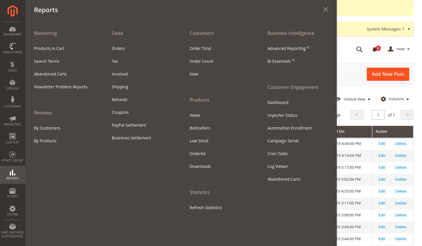 Magento Admin Panel